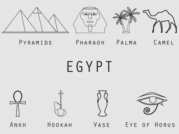 Simboli egiziani, icone impostate. Vettore . — Vettoriale Stock