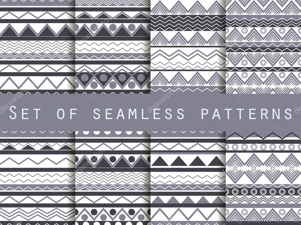 Set the texture seamless in ethnic style. Geometric seamless pattern. For wallpaper, bed linen, tiles, fabrics, backgrounds. Vector illustration.