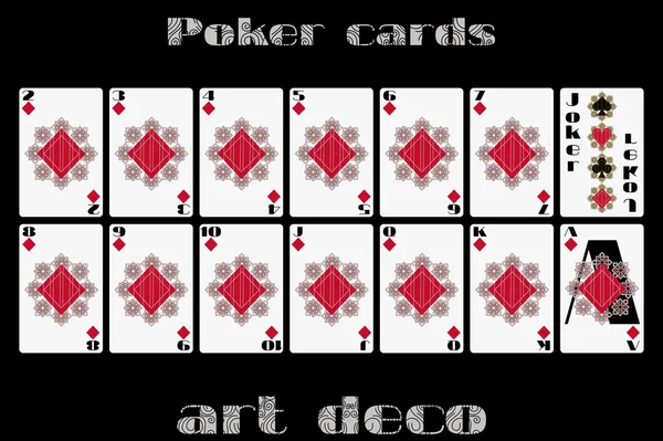 Гра в карти діамантовий костюм. Покерні картки в стилі арт-деко. Векторні . — стоковий вектор