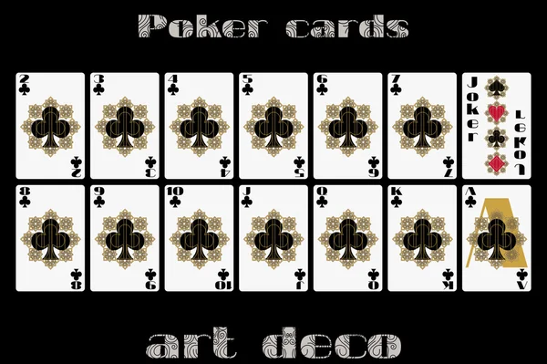 Гра в клубний костюм. Покерні картки в стилі арт-деко. Векторні . — стоковий вектор