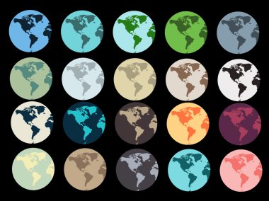 Dünya gezegeni. İzole dünya küre simge kümesi.