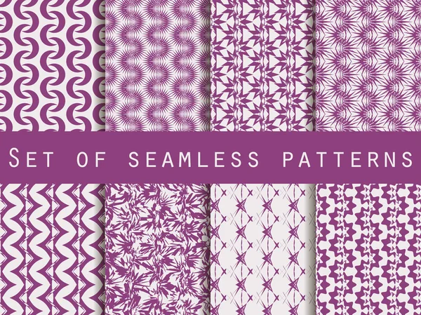 Set van naadloze patronen met geometrische vormen. Het patroon voor behang, tegels, stoffen en ontwerpen. Vectorillustratie. — Stockvector