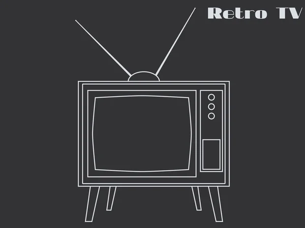 Old TV with antennas. Retro tv icon. Vector. — 图库矢量图片