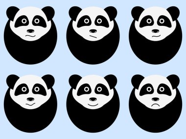 Sevimli pandalar seti. Duyguları.