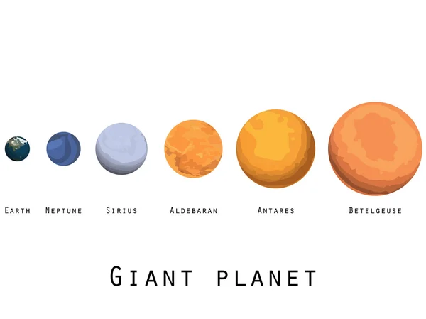 Um planeta gigante. Planetas e estrelas do universo. Principais planetas . —  Vetores de Stock