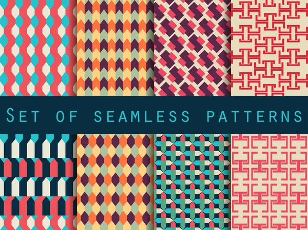 Set of seamless patterns with geometric shapes. Background pattern. Vector illustration. — Stock Vector
