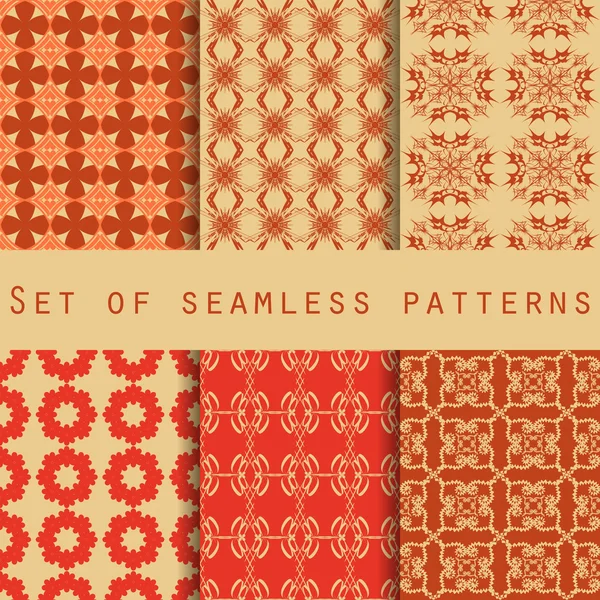 Set van etnische naadloze patronen. Het patroon voor behang, tegels, stoffen en ontwerpen. Vector. — Stockvector