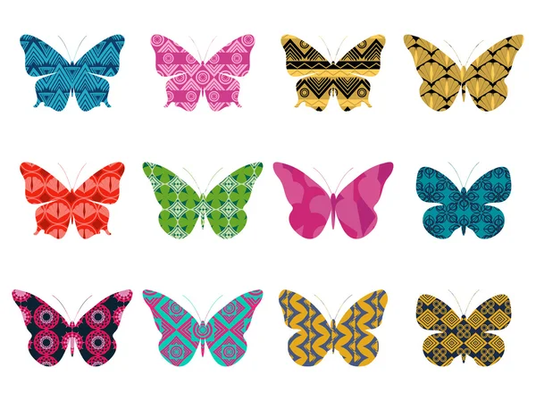 Farfalle con un motivo su sfondo bianco. Farfalla isolata. Illustrazione vettoriale . — Vettoriale Stock