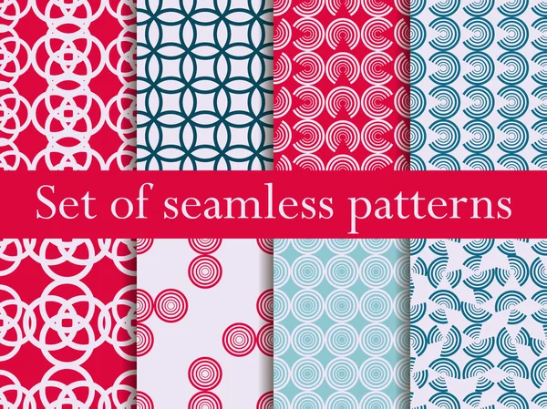 Set of seamless patterns with circles. Modern stylish texture. Vector illustration. — Stock Vector