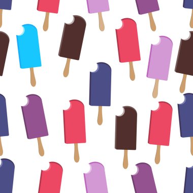 Dondurma seamless modeli. Buzlu şeker seamless modeli. Isırıldı buzlu şeker. Vektör.