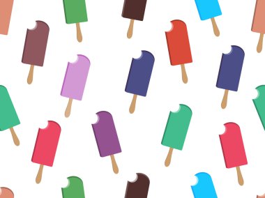 Dondurma seamless modeli. Buzlu şeker seamless modeli. Isırıldı buzlu şeker. Vektör.