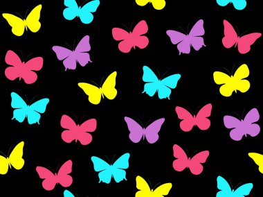 Kelebek seamless modeli. Seamless modeli kelebek. Çok renkli kelebekler. Vektör çizim.