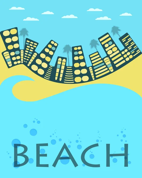 Τοπίο της πόλης. Παραλία της πόλης. Διάνυσμα banner. Εικονογράφηση. — Διανυσματικό Αρχείο