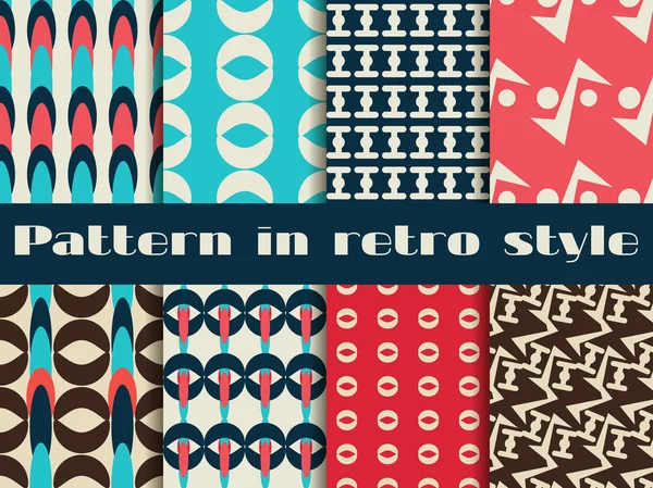 Set of retro patterns. 8 patterns. Vector illustration. — Stock Vector