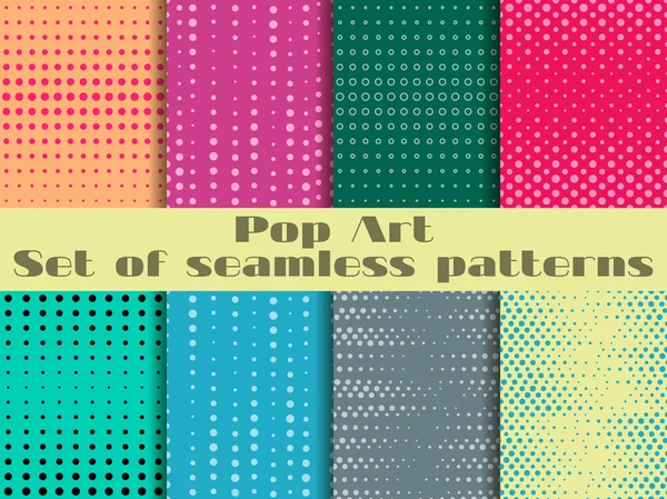 Gepunktetes, Pop-Art-nahtloses Muster. Hintergrund im Pop-Art-Stil. Hintergründe festlegen. — Stockvektor