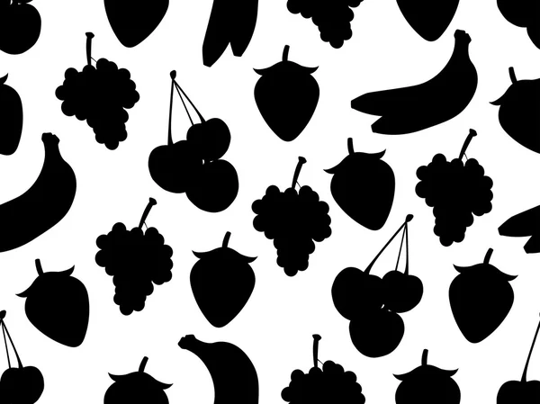Conjunto de patrón sin costura con fruta. Frutos de contorno blanco y negro. Fondo vectorial . — Archivo Imágenes Vectoriales