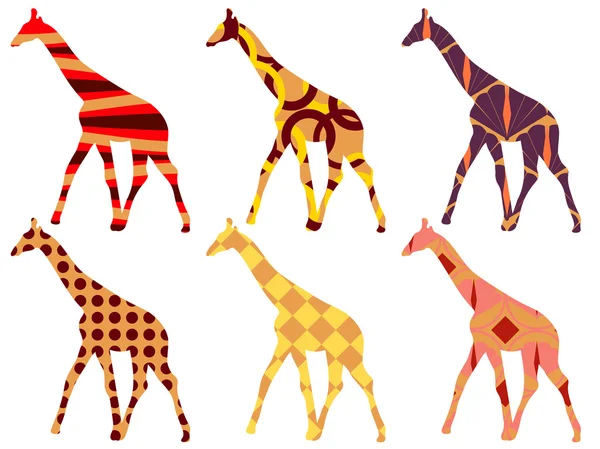 Žirafí vzor. Žirafa v etnickém stylu. Sada žirafy. Vektor. — Stockový vektor