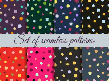 Dikişsiz geometrik desen. Geometrik kaos. Ambalaj kağıdı. Geometrik şekillerle kusursuz desen ayarlayın. Soyut arka plan.