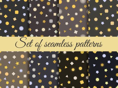 Dikişsiz geometrik desen. Geometrik kaos. Ambalaj kağıdı. Geometrik şekillerle kusursuz desen ayarlayın. Soyut arka plan.