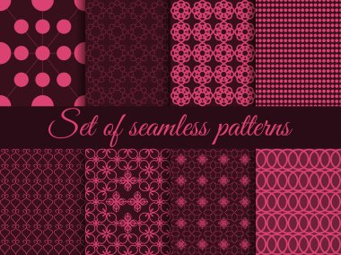 Kusursuz desenler, geometrik çizgiler deseni kümesi. Vektör.