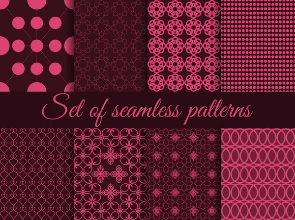 Set of seamless patterns, geometric lines pattern. Vector. — Stock Vector