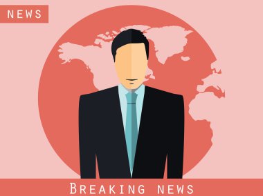 Anchorman masada oturuyor. Son dakika haberi, stüdyo muhabiri. Anchorman haber yayını. Haber spikeri.