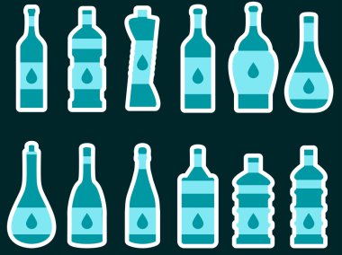 Şişe. Farklı şekillerde şişe seti. Vektör çizimi.