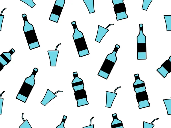 Naadloos patroon met flessen op een witte achtergrond. Flessen met een beroerte. Vector illustratie. — Stockvector