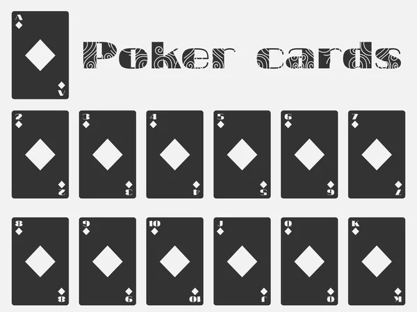 Cartas de poker, baralho de cartas, cartas de diamantes terno. Cartas isoladas . — Vetor de Stock