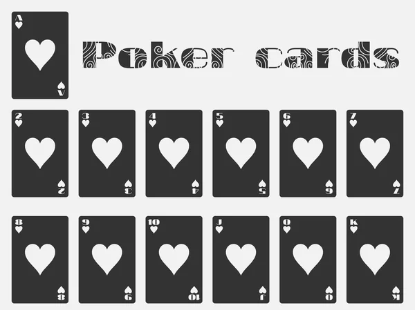 Les cartes de poker, le jeu de cartes, les coeurs de cartes conviennent. Carte à jouer isolée . — Image vectorielle