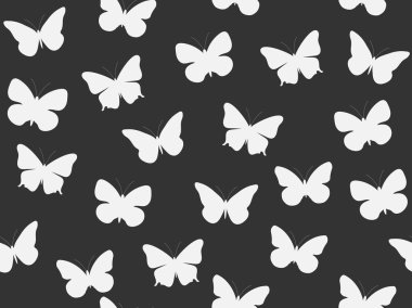 Kelebek seamless modeli. Seamless modeli kelebek. Siyah ve beyaz renk. Vektör çizim.