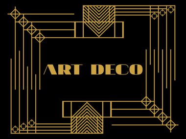 Art deco çerçeve. Art deco geometrik vintage çerçeve. Retro tarzı arka plan. 1930 1920's, stil.