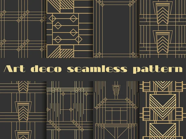 Art deco naadloze patronen. Art deco geometrische naadloze patroon. Retro achtergronden instellen Stijl van 1920, 1930. — Stockvector