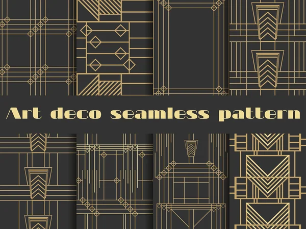 Nahtlose Art-déco-Muster. Art Deco geometrisches nahtloses Muster. Retro-Hintergründe setzen. Stil 1920er, 1930er Jahre. — Stockvektor