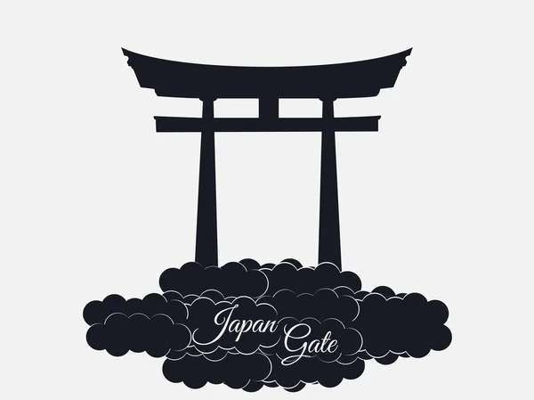 Japonská brána je izolována na bílém pozadí, Torii, japonské bráně. Brána Torii do mraků. Symbol Japonsko. — Stockový vektor