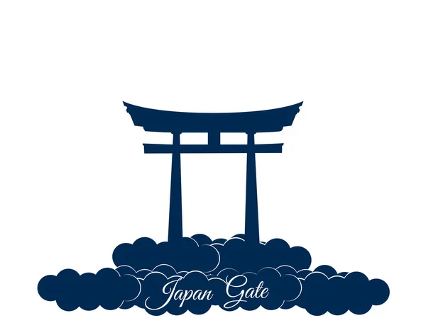 白い背景、鳥居、日本門に隔離された日本門。雲の中の鳥居門。シンボルジャパン. — ストックベクタ