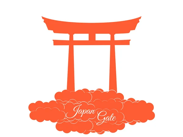 Japan gate isolated on white background, torii gate, japanese gate. Torii gate in the clouds. Symbol Japan. — Stock Vector