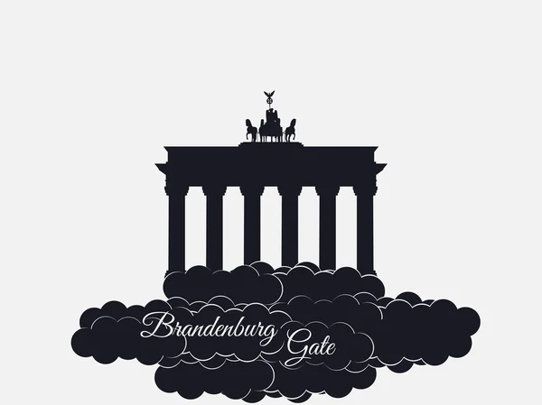 Porte Brandenburger isolée sur fond blanc. Brandenburger tor dans les nuages. Le symbole de Berlin et de l'Allemagne . — Image vectorielle