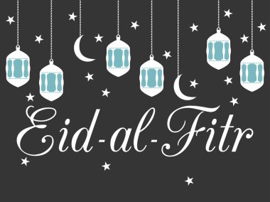 Ramazan Kareem, fener ve ay. Eid al Bayramı Müslüman geleneksel tatil. EID Mübarek. Vektör.