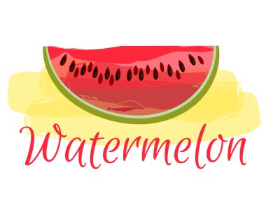 Karpuz. Vektör illüstrasyon. Suluboya arka plan. Beyaz arka planda yalıtılmış.