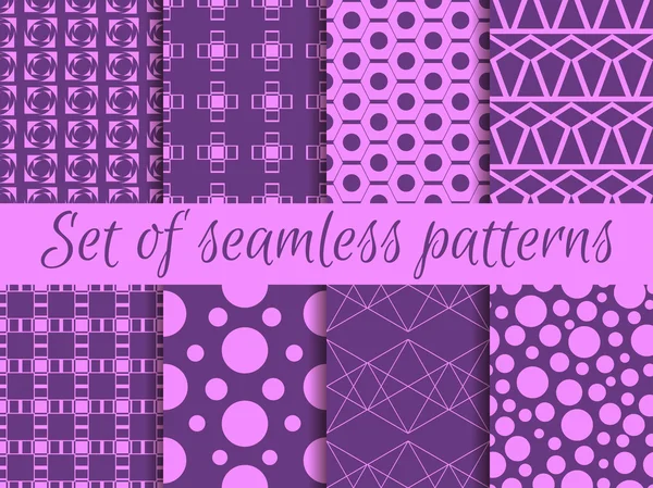 Set of geometric seamless patterns. Design with circles and lines. Vector. — Stock Vector