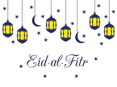 Ramazan Kareem, fener ve ay. Eid al Bayramı Müslüman geleneksel tatil. EID Mübarek. Vektör.