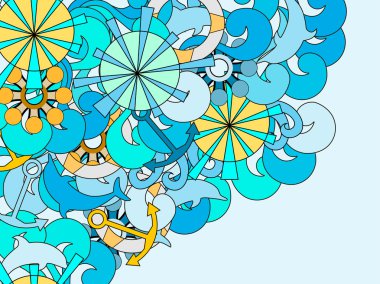 Deniz desen metin için yer ile. Çizilmiş karalamalar dalgalar ve nesneleri.