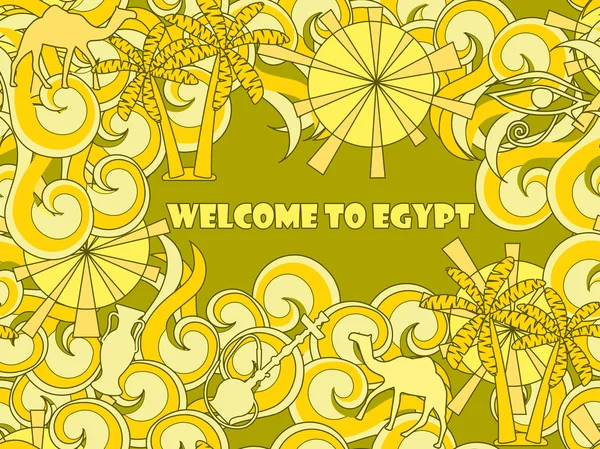 Senza soluzione di continuità modello Egitto. Dodle disegnato a mano antichi elementi egizi. Illustrazione vettoriale . — Vettoriale Stock