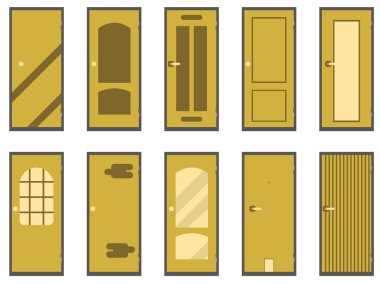 Flat door isolated on white background. A set of vector icons. clipart
