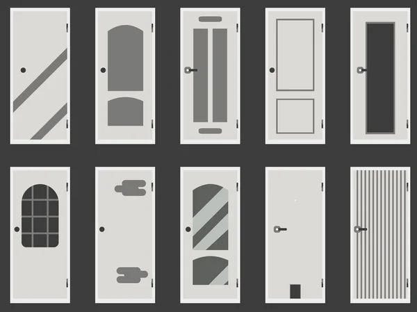 Porta plana isolada sobre fundo branco. Um conjunto de ícones vetoriais . —  Vetores de Stock