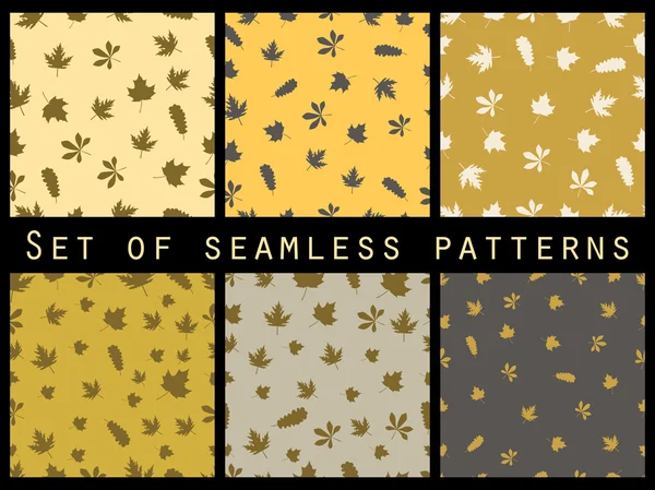 秋の葉のシームレスなパターン セット。ベクトル図. — ストックベクタ