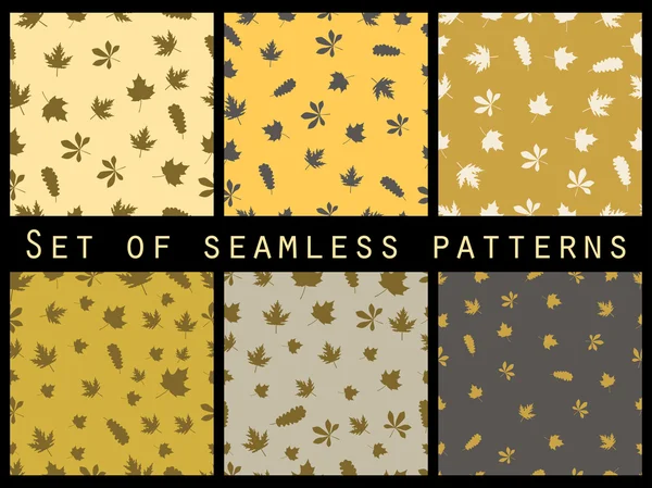 Autumn leaves seamless pattern set. Vector illustration. — Stock Vector