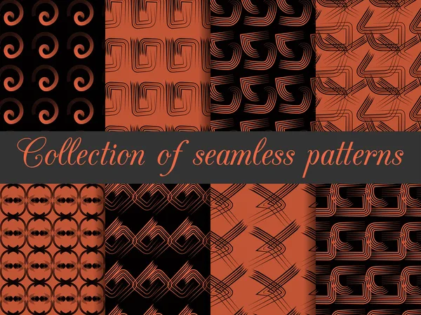 Set of geometric seamless patterns. The pattern of the lines. For wallpaper, bed linen, tiles, fabrics, backgrounds. Collection of vector illustrations. — Stock Vector