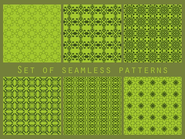 Зеленый геометрический бесшовный набор шаблонов. Векторная иллюстрация . — стоковый вектор
